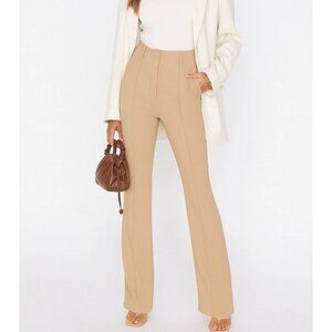 L’Academie Women’s Acton Pants Small Khaki Flare High Waist 34” Inseam NWOT